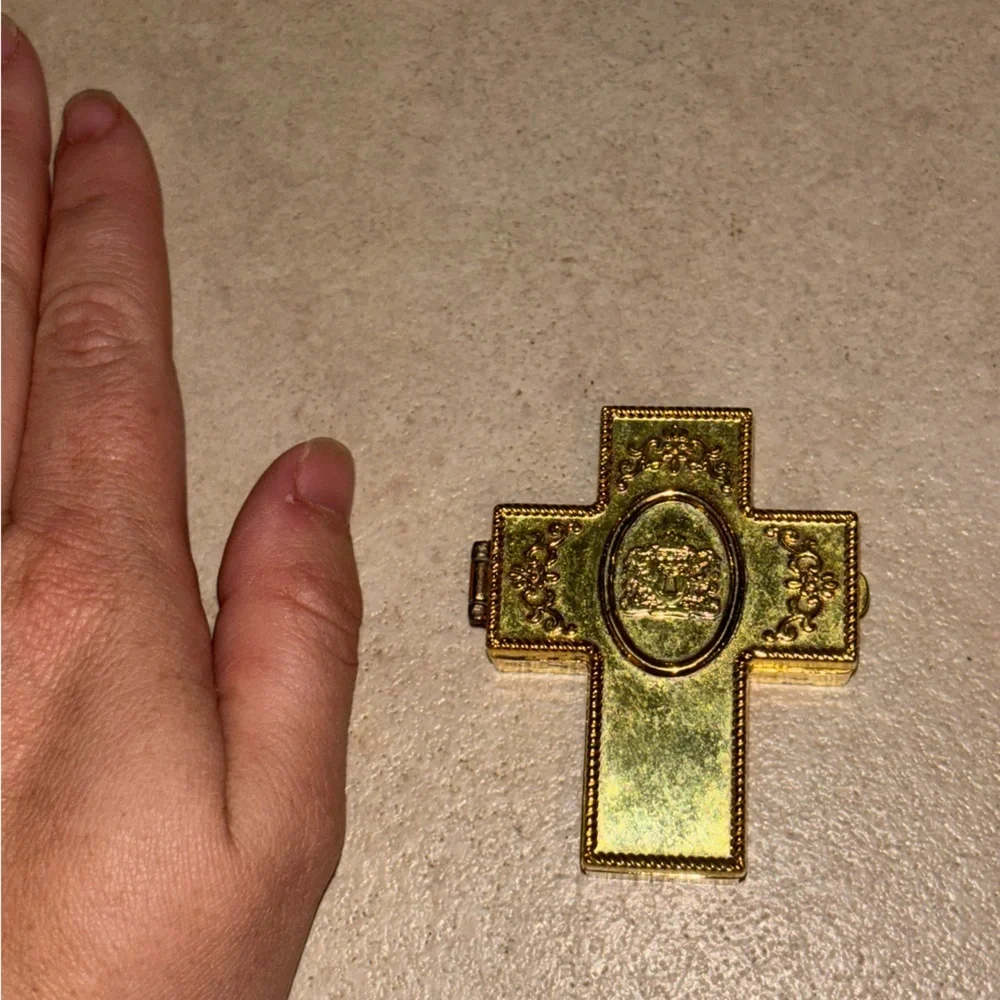 Vintage Gold Trinity Trinket Box  TBN Cross Box Christian